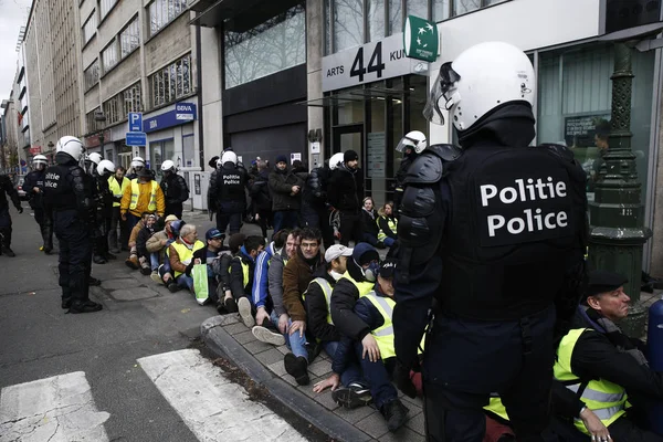 Protesta de chalecos amarillos en Bruselas — Foto de Stock