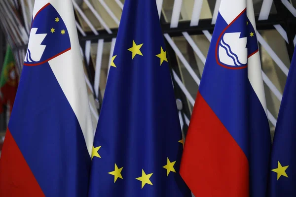 Прем'єр-міністр Словенії Мар'яна Сарац відвідає Брюссель, Бельгія — стокове фото