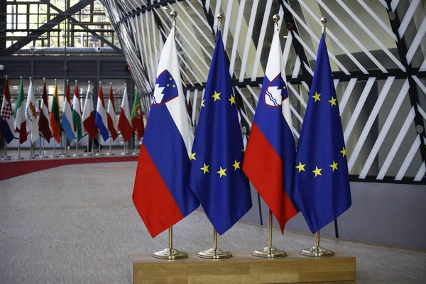 Прем'єр-міністр Словенії Мар'яна Сарац відвідає Брюссель, Бельгія — стокове фото