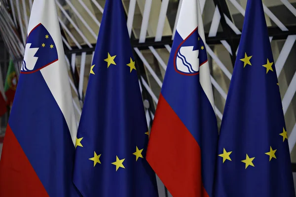 Premier Słowenii Marjan Sarec odwiedza Bruksela, Belgia — Zdjęcie stockowe