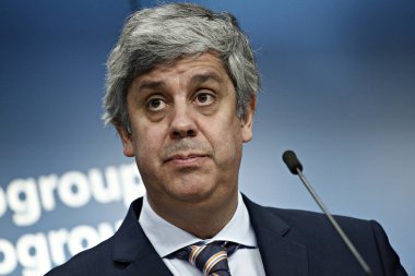 Brüksel, Belçika. 12 Mart 2018. Portekiz Maliye Bakanı