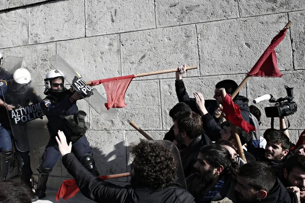 Grekland-ekonomi-Labour-protest-strejk — Stockfoto
