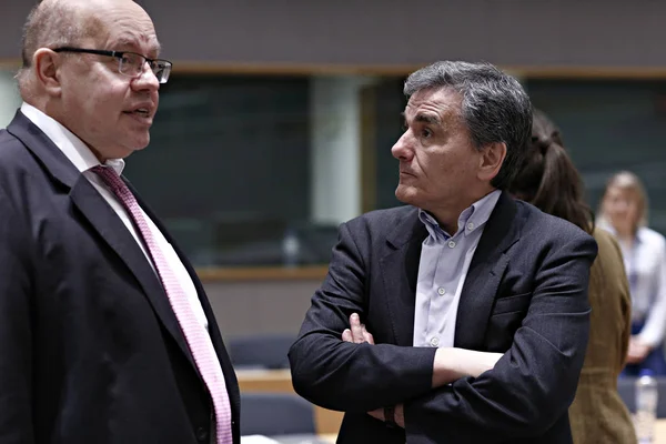 Eurogroup maliye bakanları B Avrupa Konseyi'nde toplandı — Stok fotoğraf