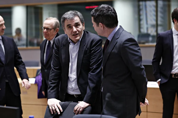 Засідання міністрів фінансів єврогрупи в європейській раді в — стокове фото