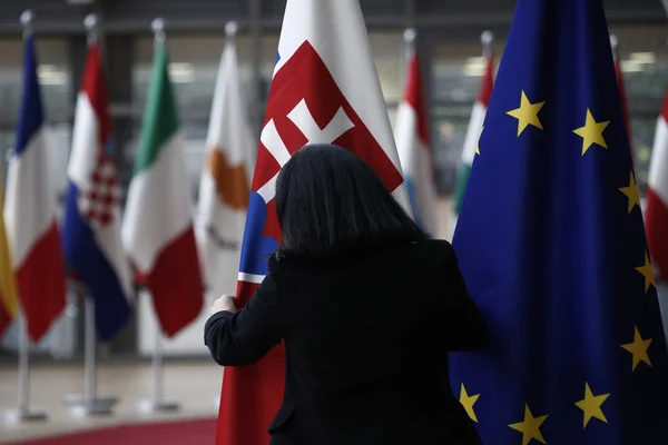 Słowacki Premier Peter Pellegrini odwiedza Radę UE, Brusse — Zdjęcie stockowe