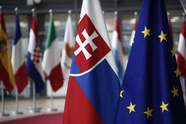 Прем'єр-міністр Словаччини Пітер Пеллегріні відвідує Раду ЄС, Брюзе — стокове фото