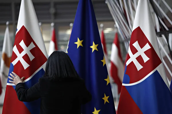 Прем'єр-міністр Словаччини Пітер Пеллегріні відвідує Раду ЄС, Брюзе — стокове фото