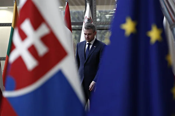 Primeiro-Ministro eslovaco Peter Pellegrini visita Conselho da UE, Bruxelas — Fotografia de Stock