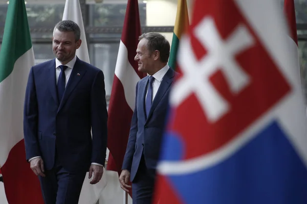 Slovakya Başbakanı Peter Pellegrini Ab Konseyi, Brusse'yi ziyaret etti — Stok fotoğraf