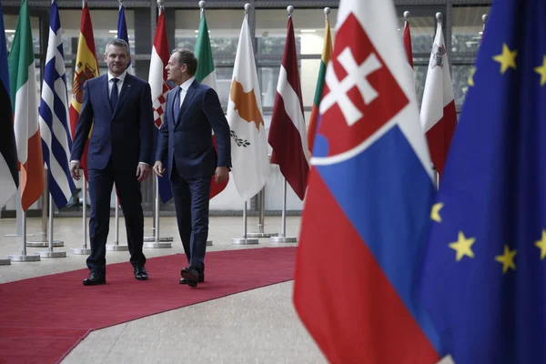 Slovak Prime Minister Peter Pellegrini visits EU Council, Brusse — Stock Photo, Image