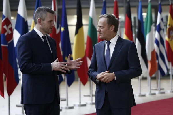 El Primer Ministro eslovaco Peter Pellegrini visita el Consejo de la UE, Brusse —  Fotos de Stock