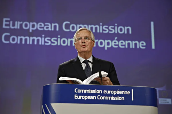 Conferencia de prensa del Jefe de Negociación Europeo para el Reino Unido — Foto de Stock