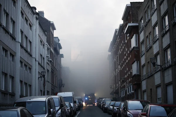 Massive fire rips through several buildings, Brussels — Stock Photo, Image