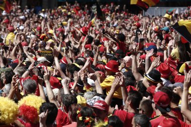 Belgian soccer team fans celebrate, Belgium clipart