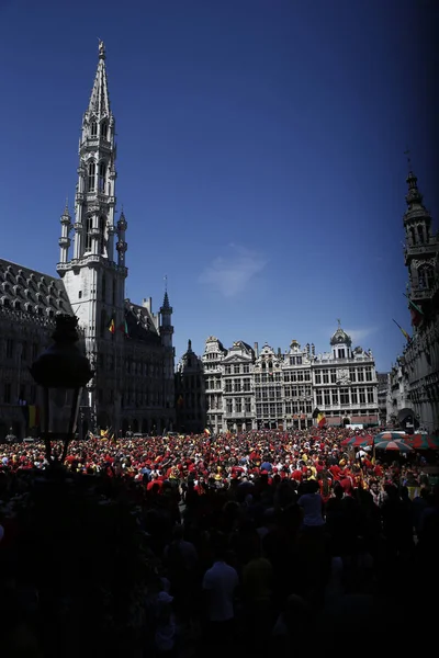 比利时足球队球迷庆祝，比利时 — 图库照片