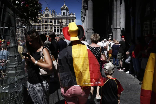 Belgijska fani drużyny piłkarskiej świętować, Belgia — Zdjęcie stockowe