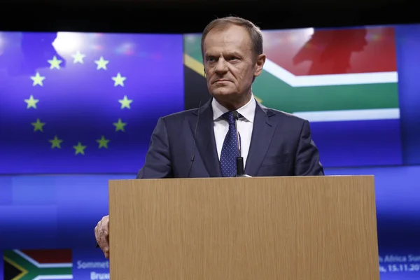 Conferencia de prensa sobre los resultados de la cumbre UE-Sudáfrica en Bruselas , —  Fotos de Stock