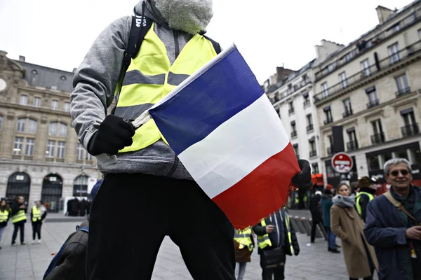 Žlutá vesta protestu v Paříži, Francie — Stock fotografie