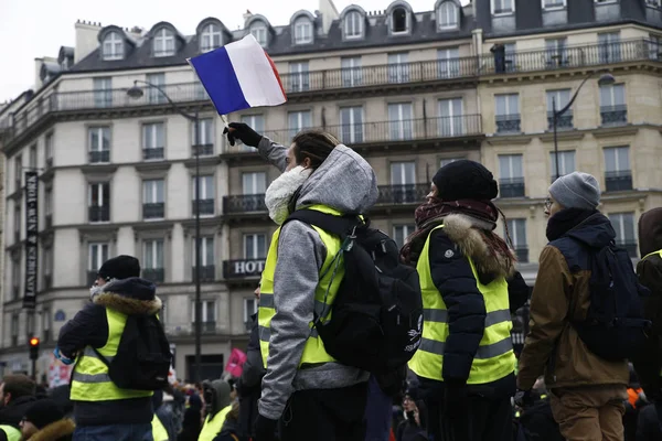 Protesta de chalecos amarillos en París, Francia — Foto de Stock