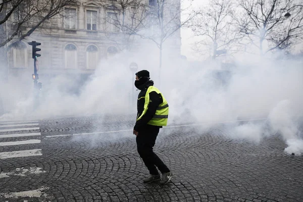 Paris'te Sarı Yelekler Protesto, Fransa — Stok fotoğraf