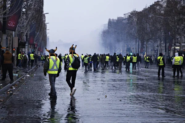 Protes Rompi Kuning di Paris, Perancis — Stok Foto