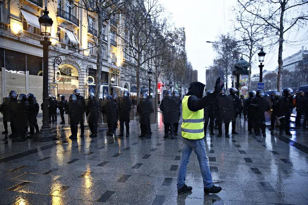 Protes Rompi Kuning di Paris, Perancis — Stok Foto