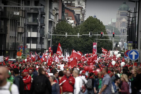 Trabajadores Empleados Belgas Participan Una Protesta Contra Las Reformas Pensiones — Foto de Stock