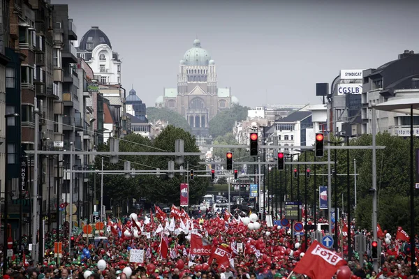 Trabajadores Empleados Belgas Participan Una Protesta Contra Las Reformas Pensiones — Foto de Stock