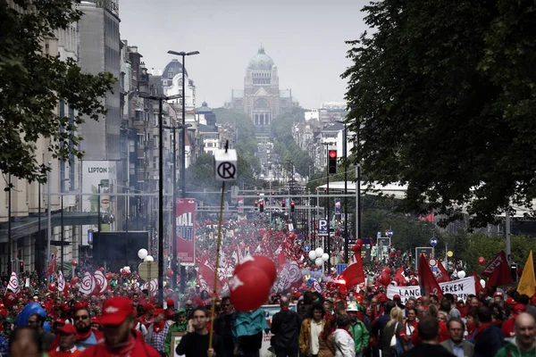 Belgiska Arbetstagare Och Anställda Deltar Protest Mot Planerade Pensionsreformerna Bryssel — Stockfoto