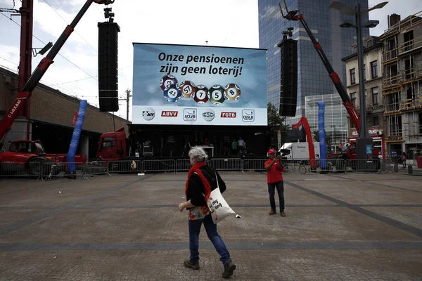 Trabalhadores Funcionários Belgas Participam Protesto Contra Reformas Pensões Planejadas Bruxelas — Fotografia de Stock