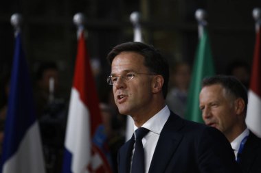 Brüksel, Belçika. 17. Eki 2018 . Hollanda Başbakanı Mark Rutte, Avrupa Birliği liderleriyle görüşmek üzere geldi.