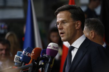 Brüksel, Belçika. 17. Eki 2018 . Hollanda Başbakanı Mark Rutte, Avrupa Birliği liderleriyle görüşmek üzere geldi.