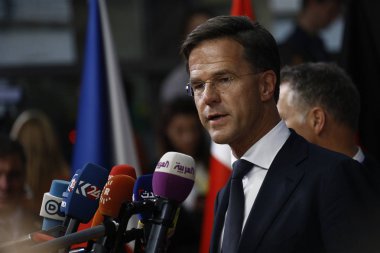 Brüksel, Belçika. 17. Eki 2018 . Hollanda Başbakanı Mark Rutte, Avrupa Birliği liderleriyle görüşmek üzere geldi.