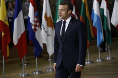 Fransa Cumhurbaşkanı Emmanuel Macron - Ab Konseyi. Brüksel, Belgiu