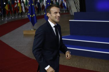 Fransa Cumhurbaşkanı Emmanuel Macron - Ab Konseyi. Brüksel, Belgiu
