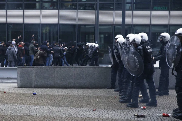 Aralık 2018 Belçika Nın Başkenti Brüksel Marakeş Göç Paktı Protesto — Stok fotoğraf