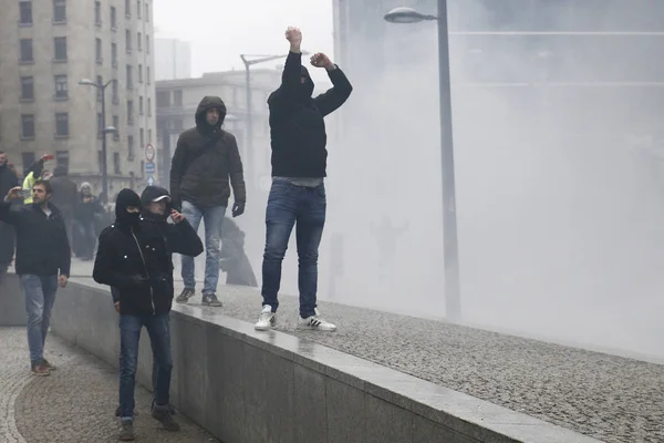 Aralık 2018 Belçika Nın Başkenti Brüksel Marakeş Göç Paktı Protesto — Stok fotoğraf