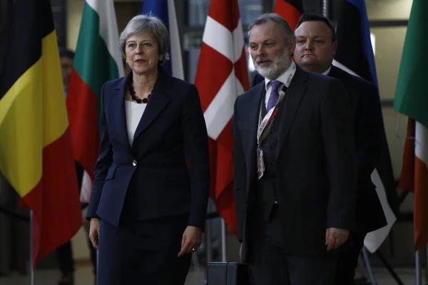 Theresa May-EU-rådet. Bryssel, Belgien — Stockfoto