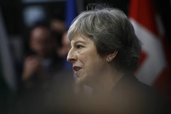 Theresa May-EU Raad. Brussel, België — Stockfoto