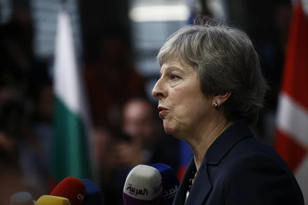 Theresa May - EU Council. Brussels, Belgium — Stock Photo, Image