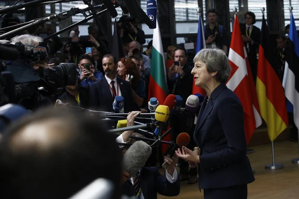 Theresa May-EU-rådet. Bryssel, Belgien — Stockfoto