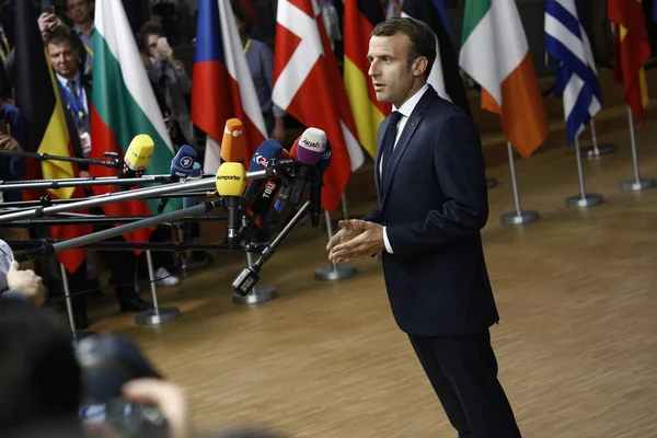 Fransa Cumhurbaşkanı Emmanuel Macron - Ab Konseyi. Brüksel, Belgiu