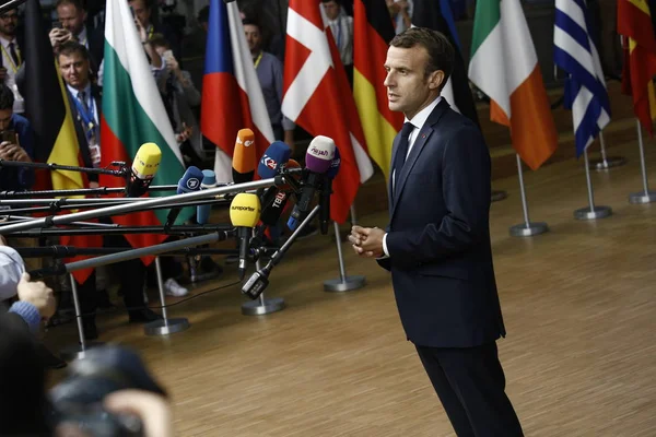 Fransa Cumhurbaşkanı Emmanuel Macron - Ab Konseyi. Brüksel, Belgiu
