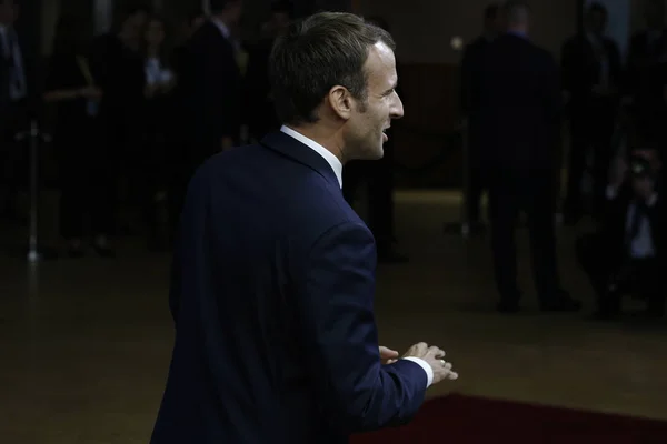 Fransa Cumhurbaşkanı Emmanuel Macron - Ab Konseyi. Brüksel, Belgiu — Stok fotoğraf