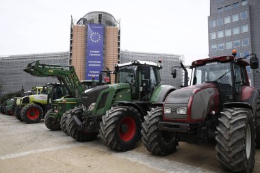 Çiftçiler Avrupa komiserleri dışında traktör ile göstermek