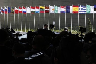 21 Haziran 2018 tarihinde Lüksemburg'daki Kirchberg Konferans Merkezi'ndeki Avrupa Birliği genel merkezi 