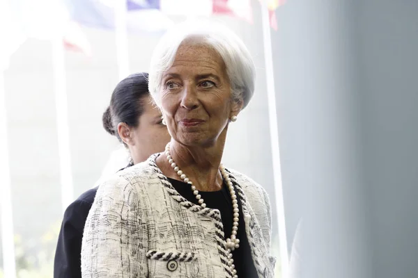 2018年6月21日 国际货币基金组织总裁克里斯蒂娜 拉加德出席在卢森堡基希贝格会议中心欧盟总部举行的欧元集团财长会议 — 图库照片