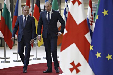 Gürcistan Başbakanı Mamuka Bakhtadze Brüksel'de, Belçika.