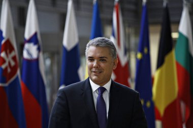 Colombian President Ivan Duque Marquez in Belgium clipart