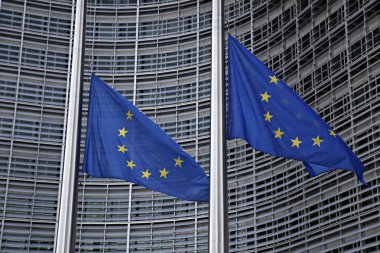 Brüksel'de AB bayrakları yarıya indirildi